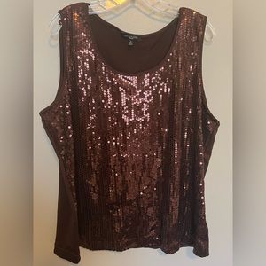 2X, brown sequined tank